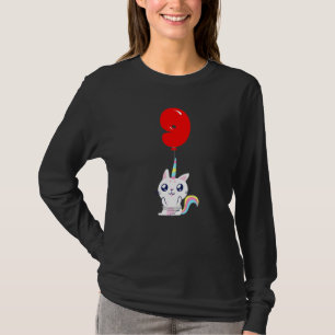 Leuke Eenhoorn Kat 9e Verjaardag Kinder Balloon Pa T-shirt