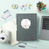 Leuke eenhoorn met bloemenkrans sticker (iPad Cover)
