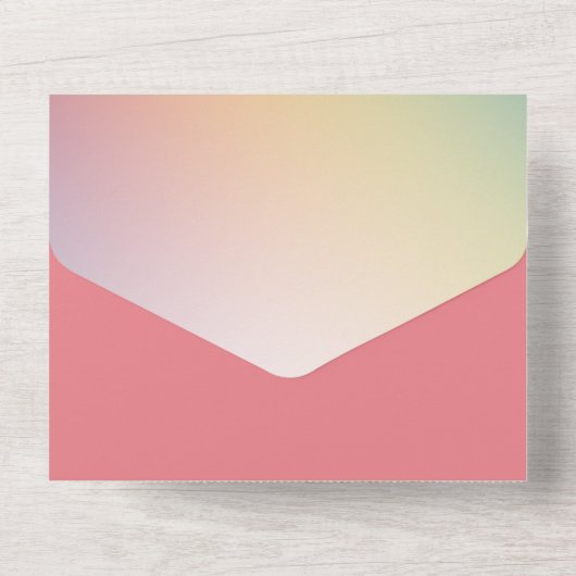 Leuke Eenhoorns op een Regenboog All In One Uitnodiging (Achterkant)