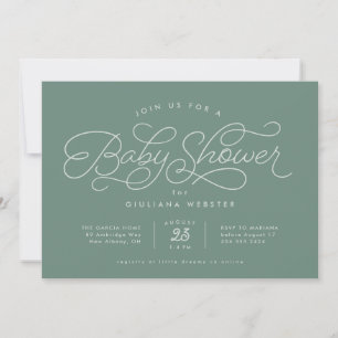 Leuke eenvoudige zachte saliegroene babyshower kaart