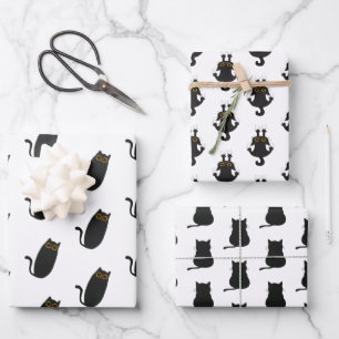 Leuke eenvoudige zwarte kat inpakpapier