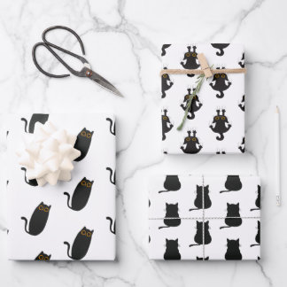 Leuke eenvoudige zwarte kat inpakpapier vel