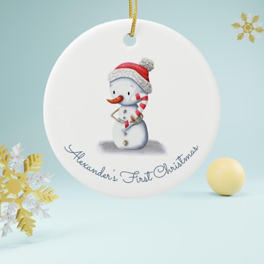 Leuke eerste Kerstmis Sneeuwman Keramisch Ornament