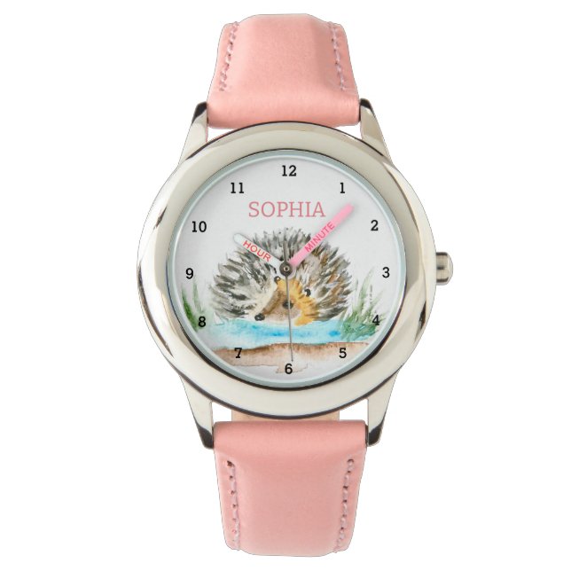 Leuke egel Dier Girly Kinder Roze Horloge (Voorkant)