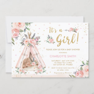 Leuke egel tribal blush bloemenmeisje Baby shower Kaart