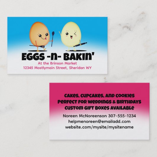 Leuke eieren bakgereedschap bakkerij banketbakker visitekaartje (Voorkant / Achterkant)