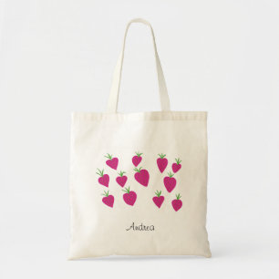 Leuke eigenzinnige roze aardbeien tote bag