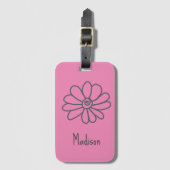 Leuke, eigenzinnige roze bloem bagagelabel (Voorkant (verticaal))