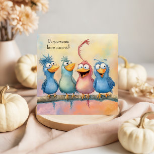 Leuke eigenzinnige vogels Happy Birthday Flat Squa Notitiekaartje