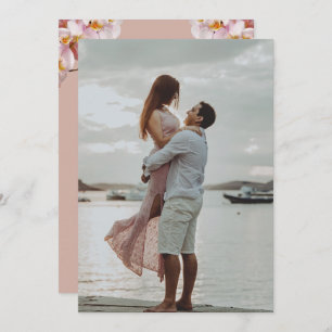 Leuke Elegante Lichtbruine Foto Bruiloft Uitnodigi Kaart