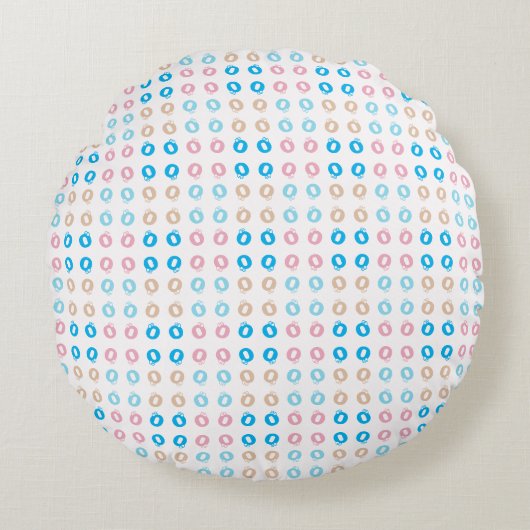 Leuke Elegante Monogrammed Roze Blauw Kinder Lette Rond Kussen (Voorkant)