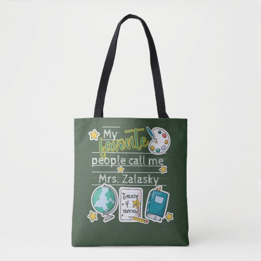 Leuke Elementaire Leraar Gift Naam Grade Draagtas (Voorkant)