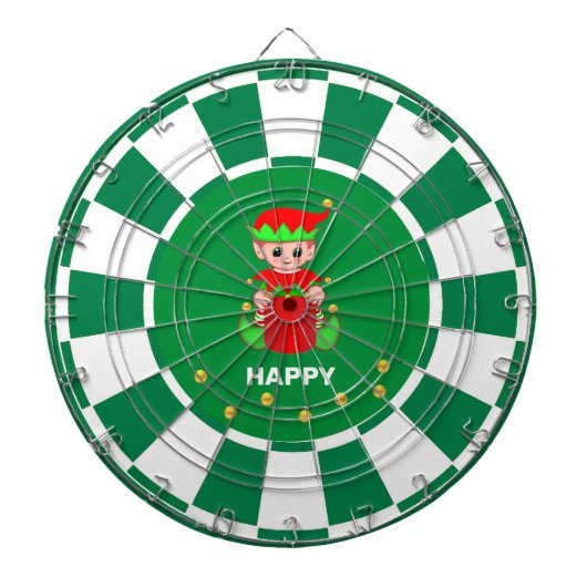 Leuke Elf en Gouden Confetti op Groen & Wit Dartbord (Voorkant)