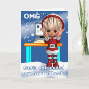 Leuke Elf Feestelijke Groet Met Computer Feestdagen Kaart