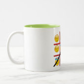 Leuke emoji tic-tac-toe emoji kerst mok-ontwerp tweekleurige koffiemok (Links)