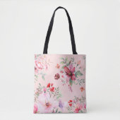 Leuke en Classic Roze Bloemen Canvas tas (Voorkant)