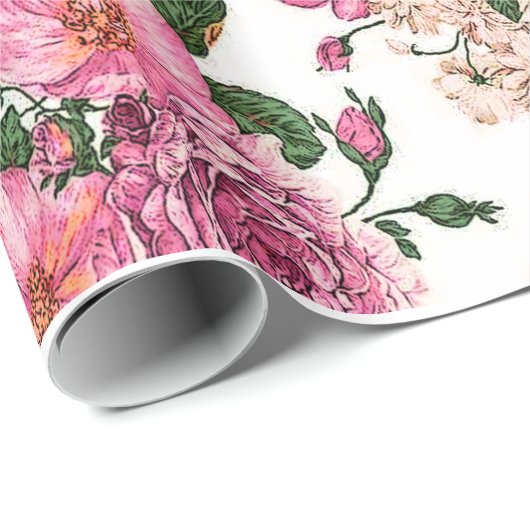 Leuke en elegante rozen, roze rozen cadeaupapier (Rol Hoek)