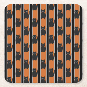 Leuke en Fancy Halloween Black Cats Vierkante Kartonnen Onderzetter