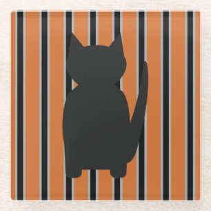Leuke en Fancy Halloween Black Silhouette Cats Glazen Onderzetter