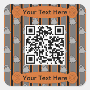 Leuke en Fancy Halloween Ghost QR Code Vierkante Sticker