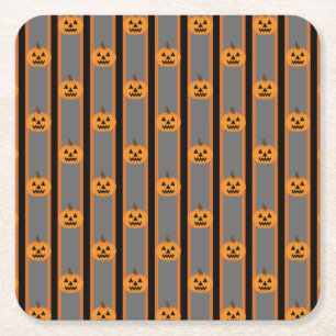 Leuke en Fancy Halloween Pumpkins Vierkante Kartonnen Onderzetter