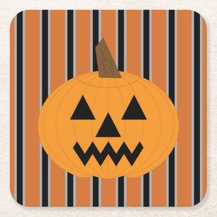Leuke en Fancy Halloween Pumpkins Vierkante Kartonnen Onderzetter