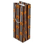 Leuke en Fancy Halloween Pumpkins Wijn Cadeautas (Voorkant Gekanteld)