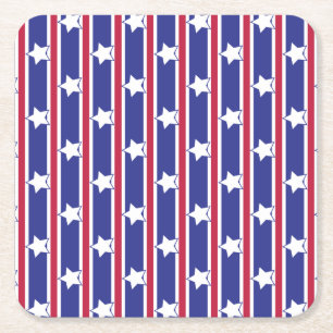 Leuke en Fancy Patriottische Sterren en Strepen Vierkante Kartonnen Onderzetter