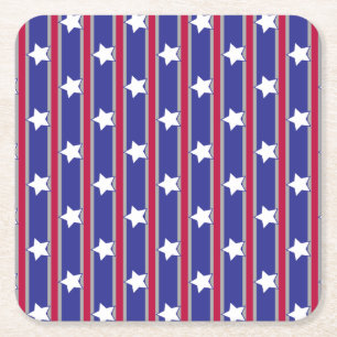 Leuke en Fancy Patriottische Sterren en Strepen Vierkante Kartonnen Onderzetter