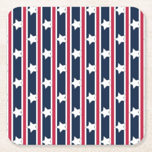 Leuke en Fancy Patriottische Sterren en Strepen Vierkante Kartonnen Onderzetter