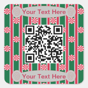 Leuke en Fancy pepermunt QR Code Vierkante Sticker