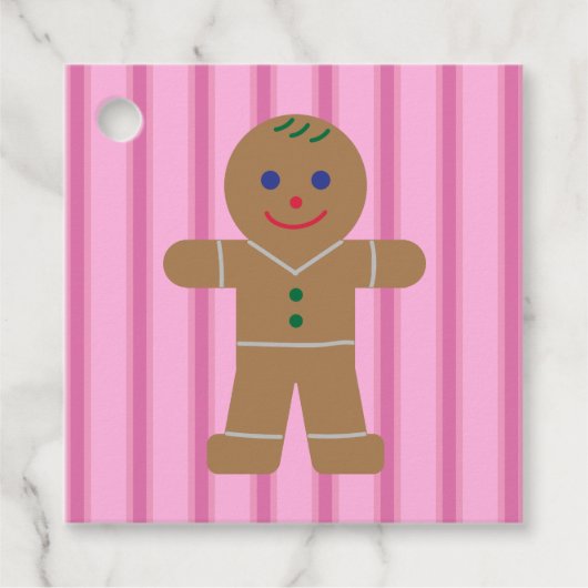 Leuke en Fancy Pink Gingerbread Man Bedankjes Labels (Voorkant)