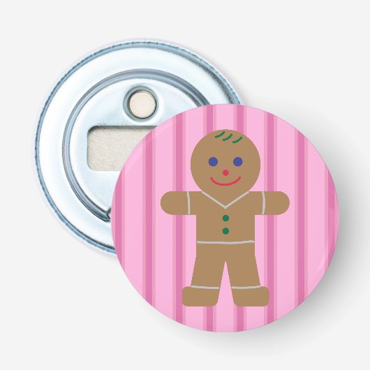 Leuke en Fancy Pink Gingerbread Man Button Flesopener (Voorkant)