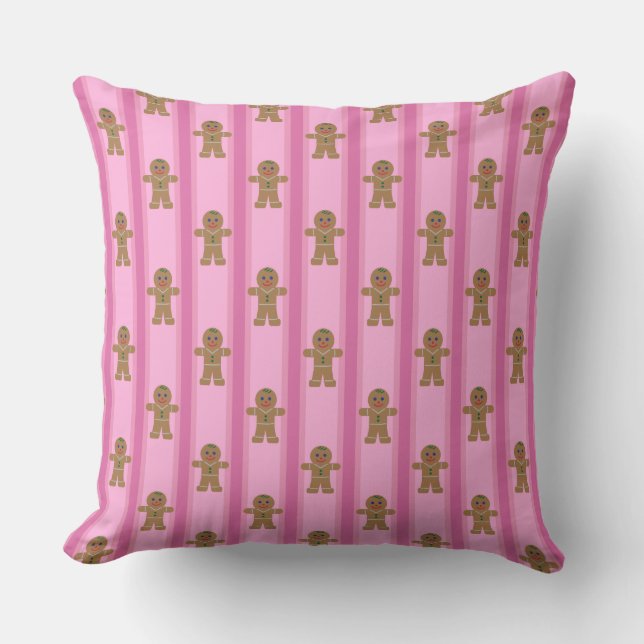 Leuke en Fancy Pink Gingerbread Man Kussen (Voorkant)
