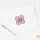 Leuke en Fancy Pink Gingerbread Man QR-code Vierkante Sticker (Envelop)