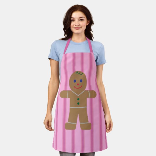 Leuke en Fancy Pink Gingerbread Man Schort (Gedragen)