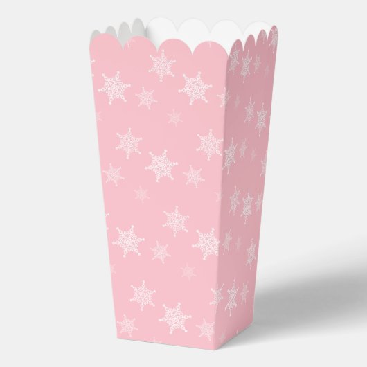 Leuke en Fancy Roze Sneeuwvlokken Popcorn Bedankdoosjes (Voorkant)