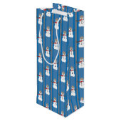 Leuke en Fancy Sneeuwman Detective Wijn Cadeautas (Achterkant Gekanteld)