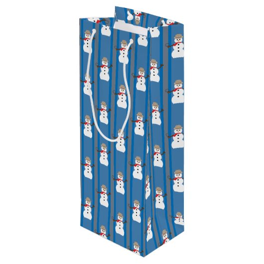 Leuke en Fancy Sneeuwman Detective Wijn Cadeautas (Achterkant Gekanteld)