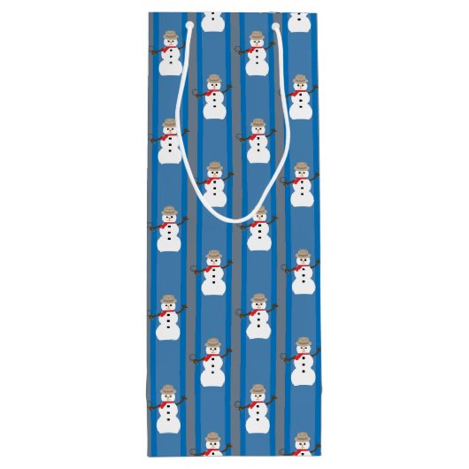 Leuke en Fancy Sneeuwman Detective Wijn Cadeautas (Achterkant)