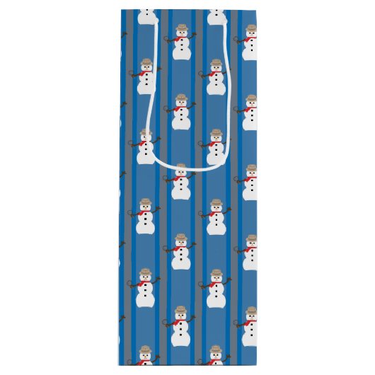 Leuke en Fancy Sneeuwman Detective Wijn Cadeautas (Voorkant)