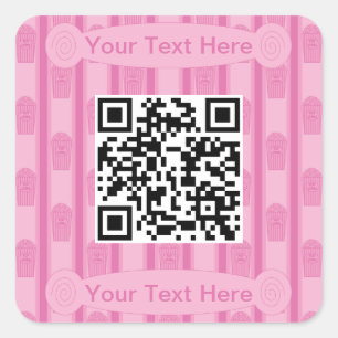 Leuke en Fantasievolle Popcorn QR-code Vierkante Sticker