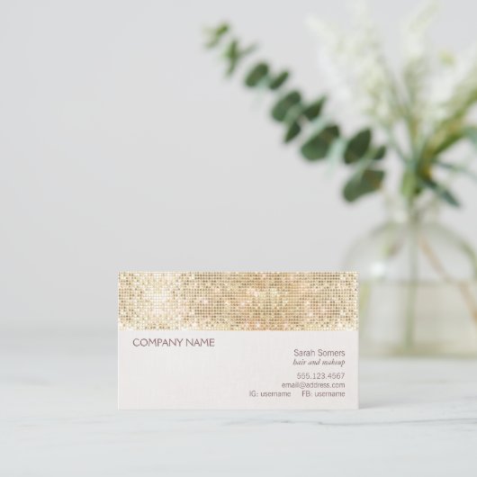 Leuke en feestelijke Girly Gold Sparkly Sequin Visitekaartje (Staand voorkant)