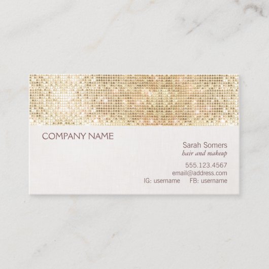 Leuke en feestelijke Girly Gold Sparkly Sequin Visitekaartje (Voorkant)