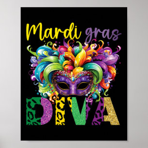 Leuke en feestelijke Mardi Gras Diva in het oog sp Poster