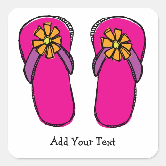 Leuke en Funky Teenslippers Vierkante Sticker (Voorkant)