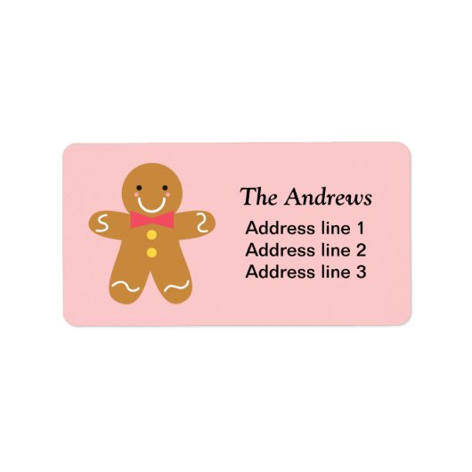 Leuke en Gelukkige Gingerbread Man voor Kerstmis Etiket (Voorkant)