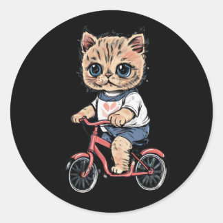 Leuke en grappige katten dragen kleding rijden op ronde sticker