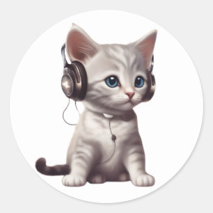 Leuke en grappige katten dragen kleding ronde sticker