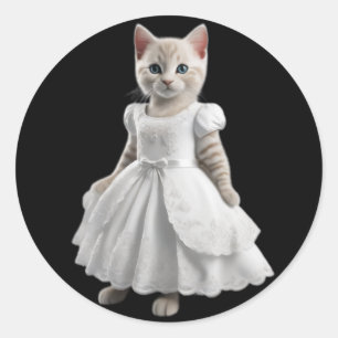 Leuke en grappige katten dragen kleding ronde sticker